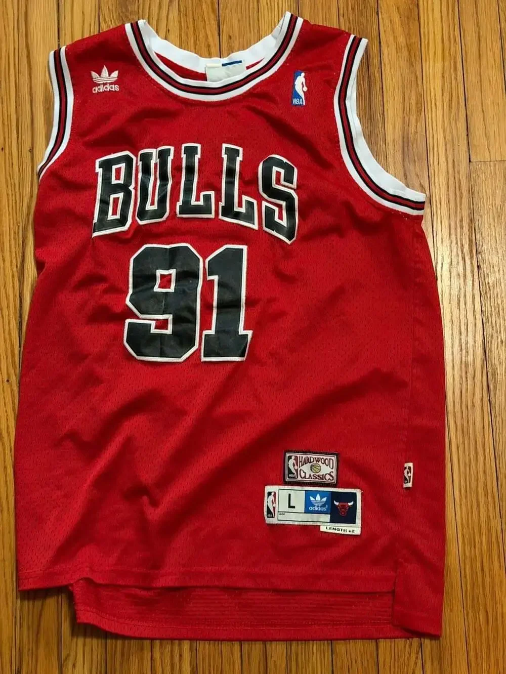 Adidas Dennis Rodman Chicago Bulls #91 Hardwood Classics Jersey Size L